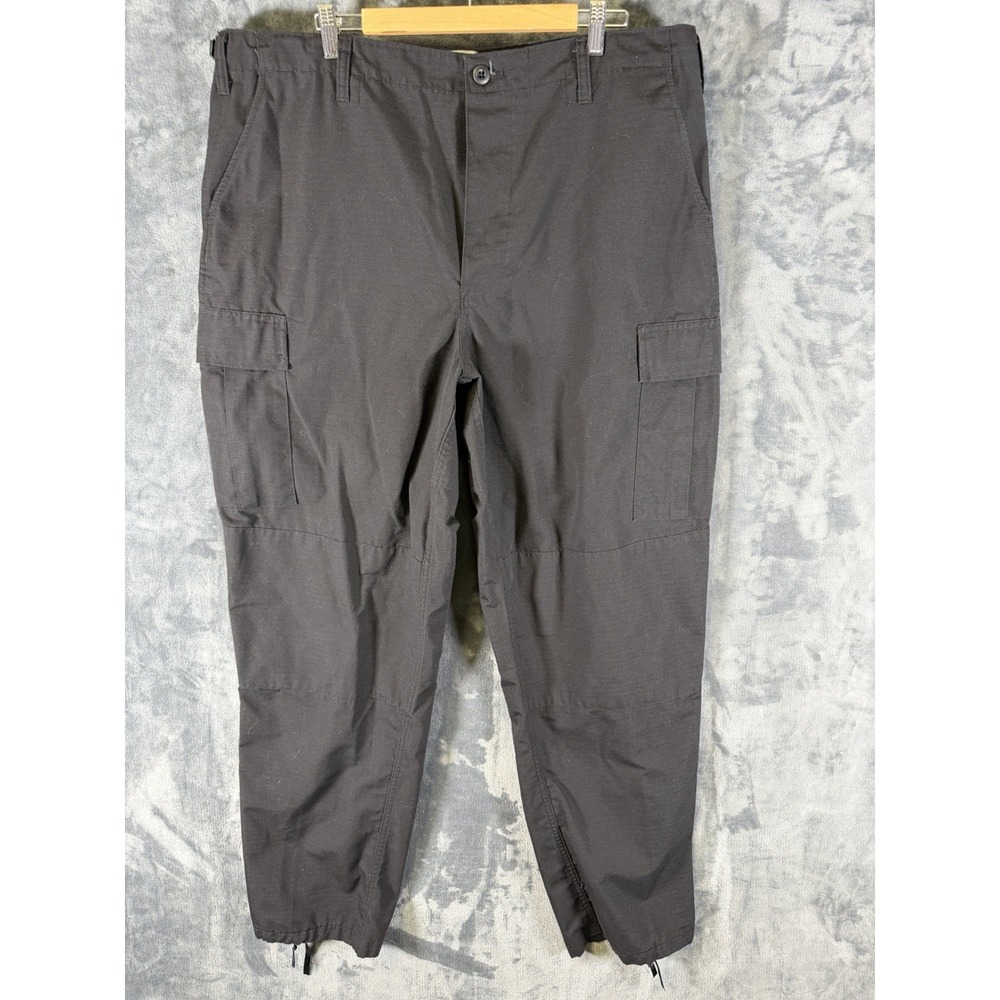 Galls Tactical Cargo Pants Black Ripstop Poly Cotton Adjustable Waist 39-43